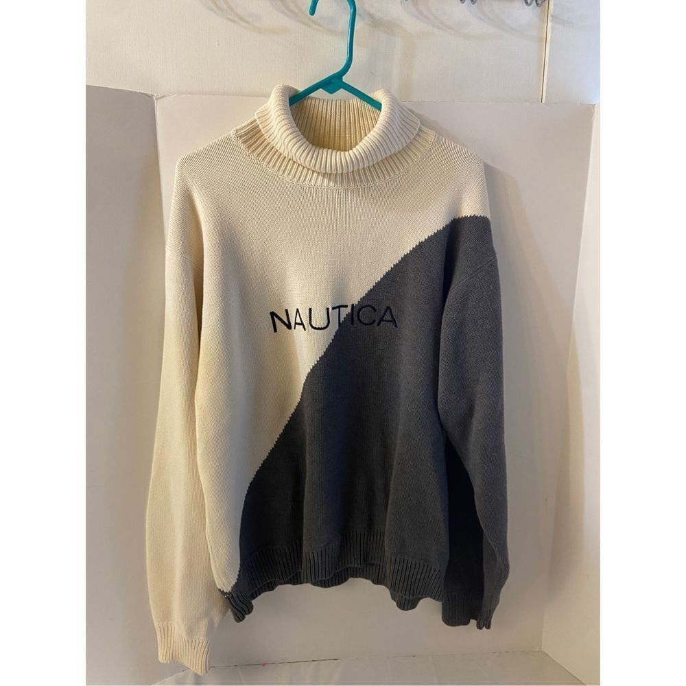 Nautica xxl color block turtleneck sweater‎ 100 cotton rn#67835